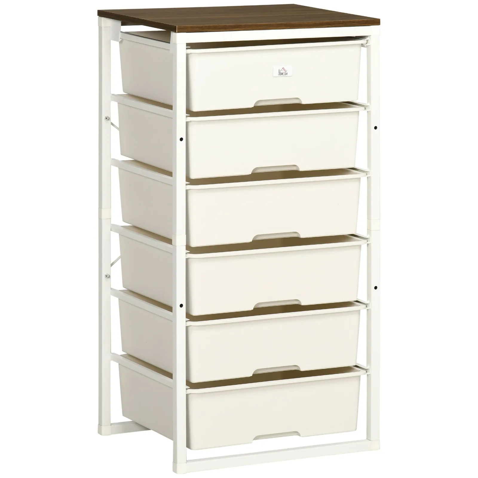 HOMCOM Chest of Drawers 6 Drawer Dresser Storage Cabinet Bedroom Living Room in White 2