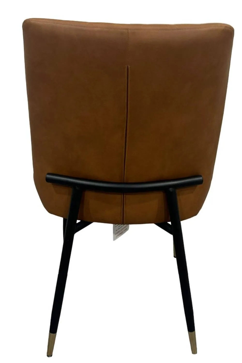 IH Design Leather Steel Dining Chairs Set of 2 Tan Diamond Quilted 5