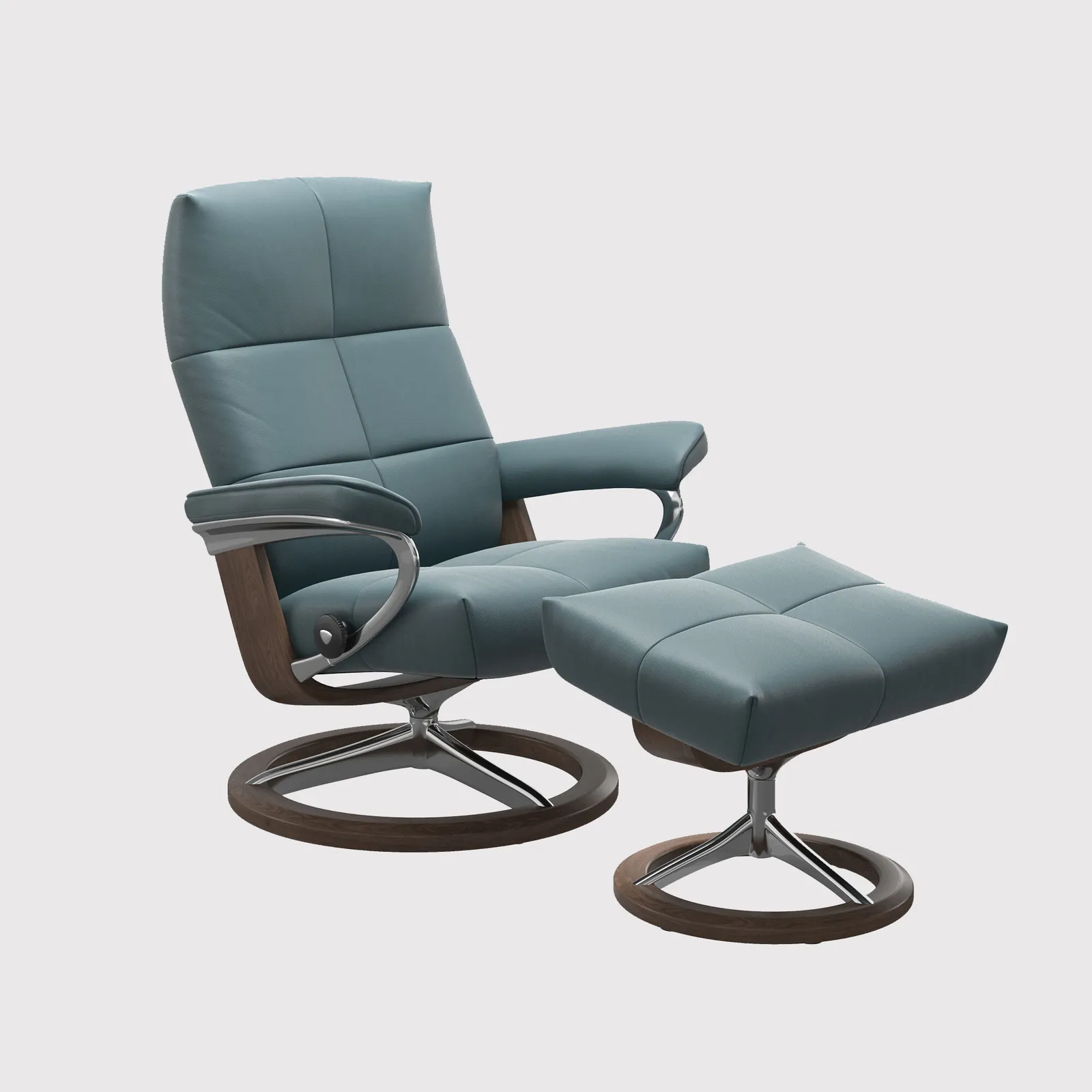 Stressless David Small Signature Recliner Chair & Footstool Leather | Barker & Stonehouse