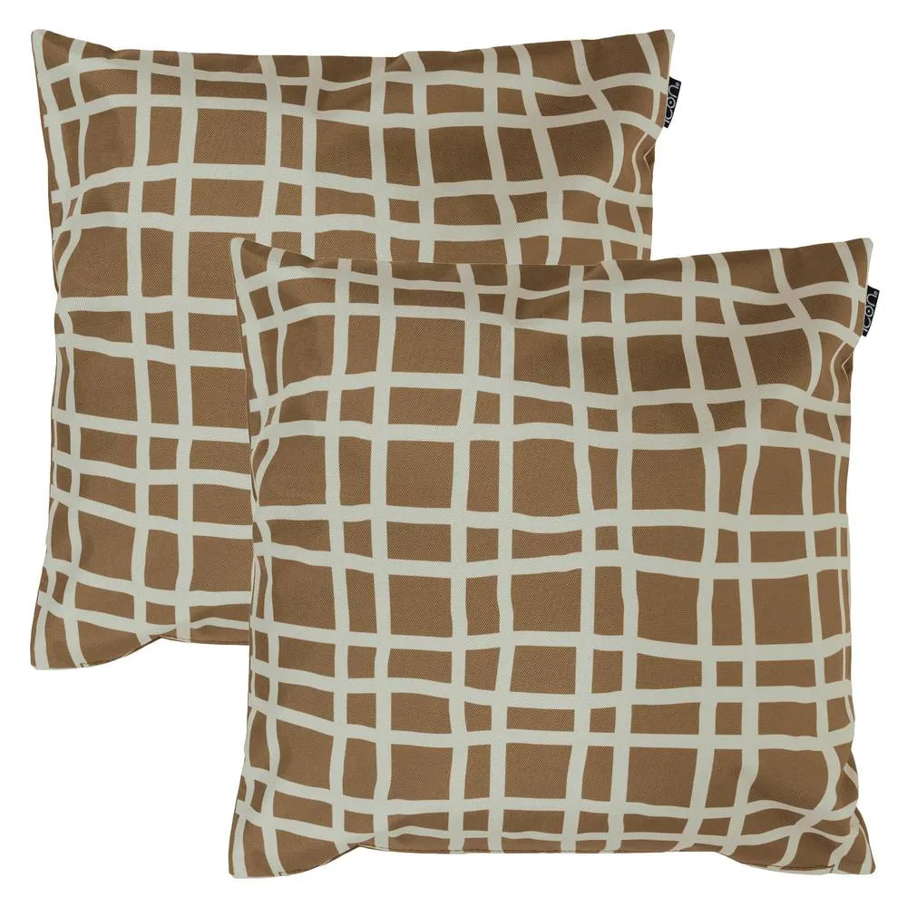 icon 2 Pack Cushion 43x43cm Mark Making, Chocolate