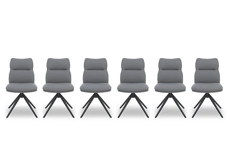 Quattro Set of 6 Swivel Dining Chairs - Stone