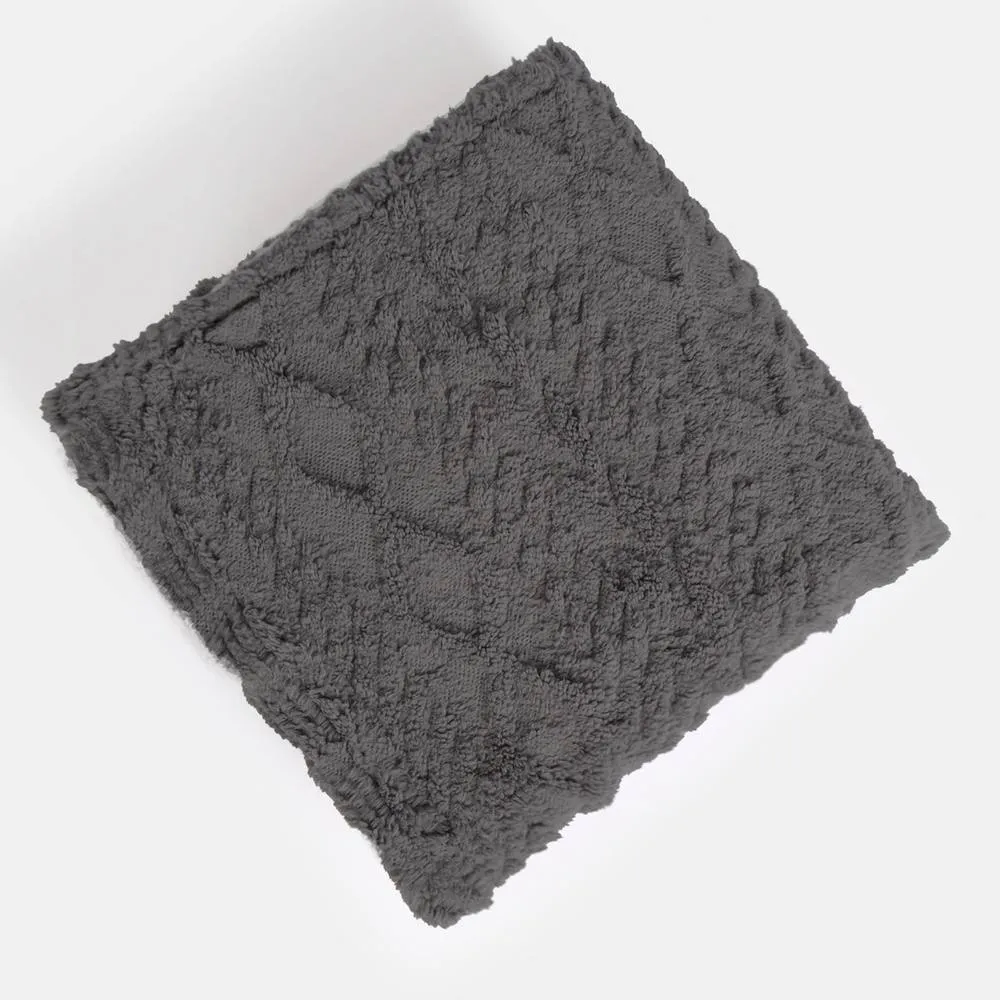 Kelvenix Cable Knit Blanket Sherpa Fleece Sofa Plush Soft Warm - Grey