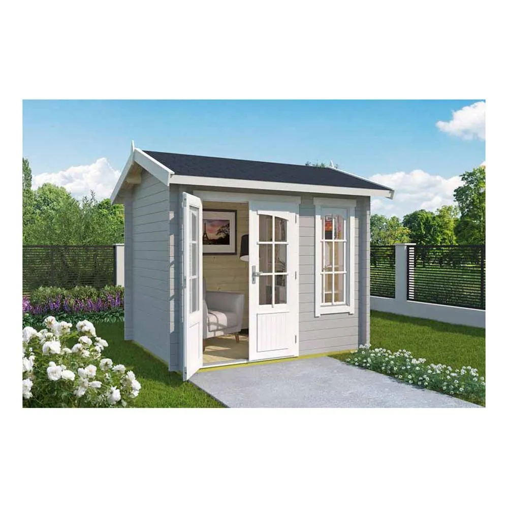 Lasita Maja Ltd Alex Mini-Log Cabin, Garden Room, Home Office - L290xW254.1xH245.1 cm in Light Grey