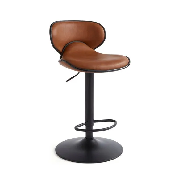 Donte Adjustable Height Swivel Bar Stool, Faux Leather 6