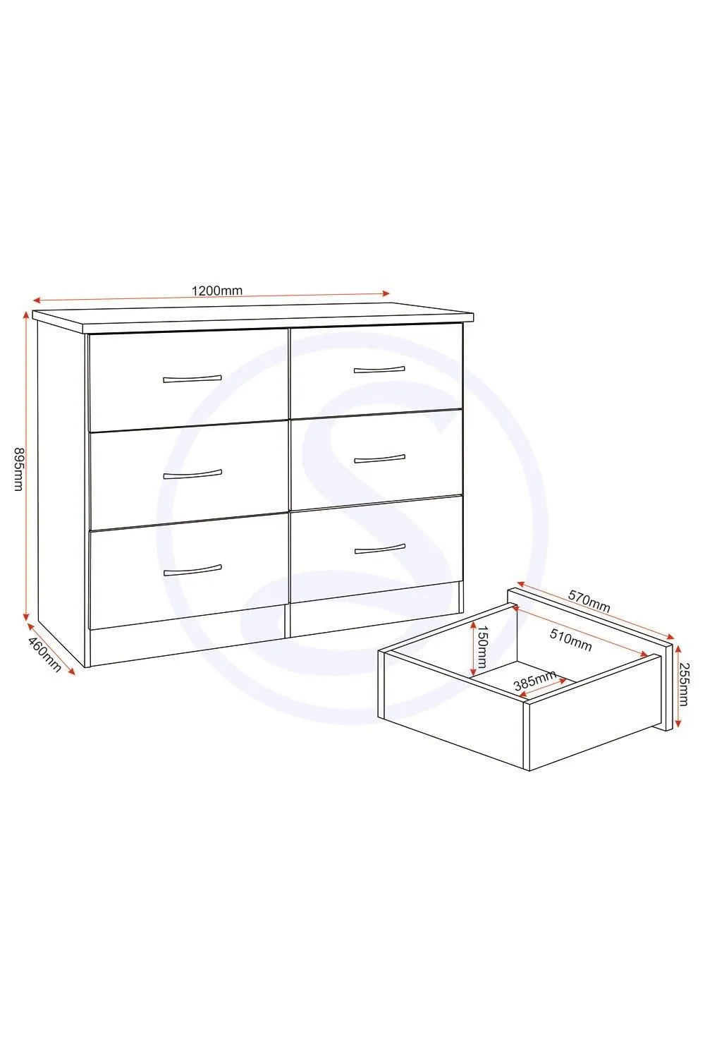 Seconique Nevada 6 Drawer Chest in Dark Grey 5