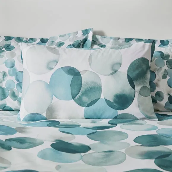 Watercolour Circles Teal Duvet Cover and Pillowcase Set 3