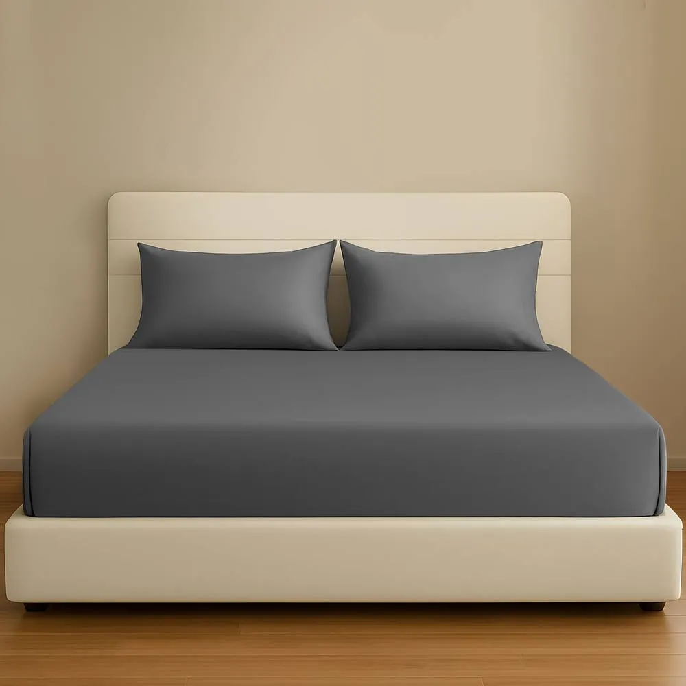 Pamposh 35cm Extra Deep Pocket Egyptian Cotton Fitted Sheet in Charcoal