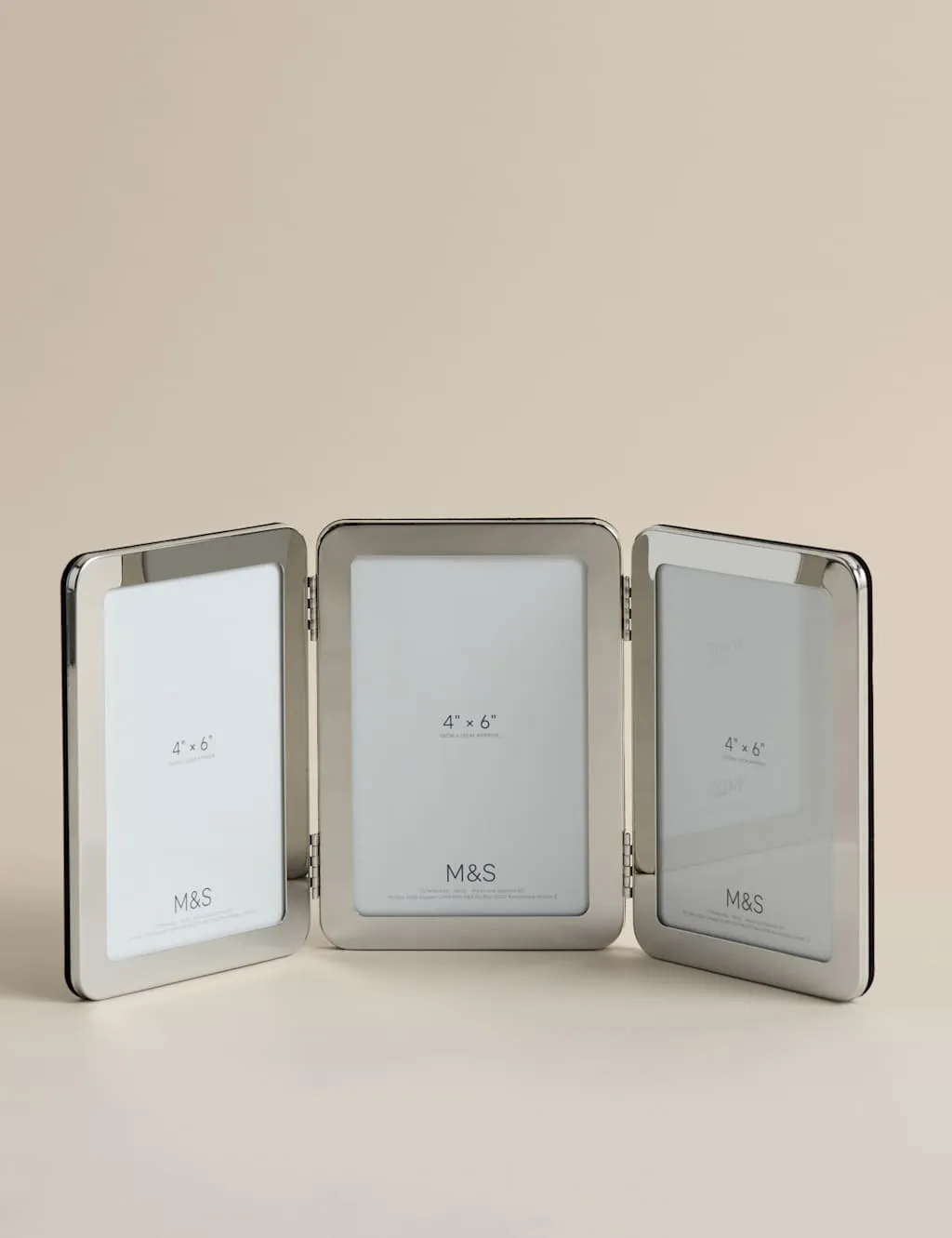 M&S Thick Rounded Triple Photo Frame 4x6 inch Silver