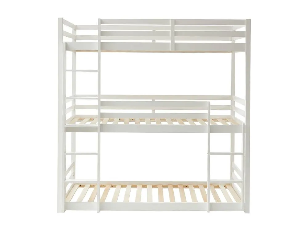 Vente-unique Triple Bunk Beds - 3 X 90 X 200 Cm - Pine - White - VAGAR
