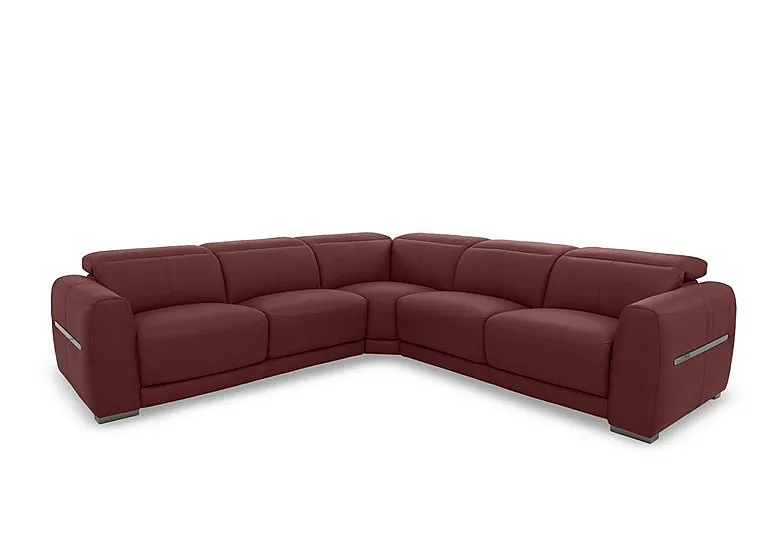 Edison Large Leather Corner Sofa - Deep Red