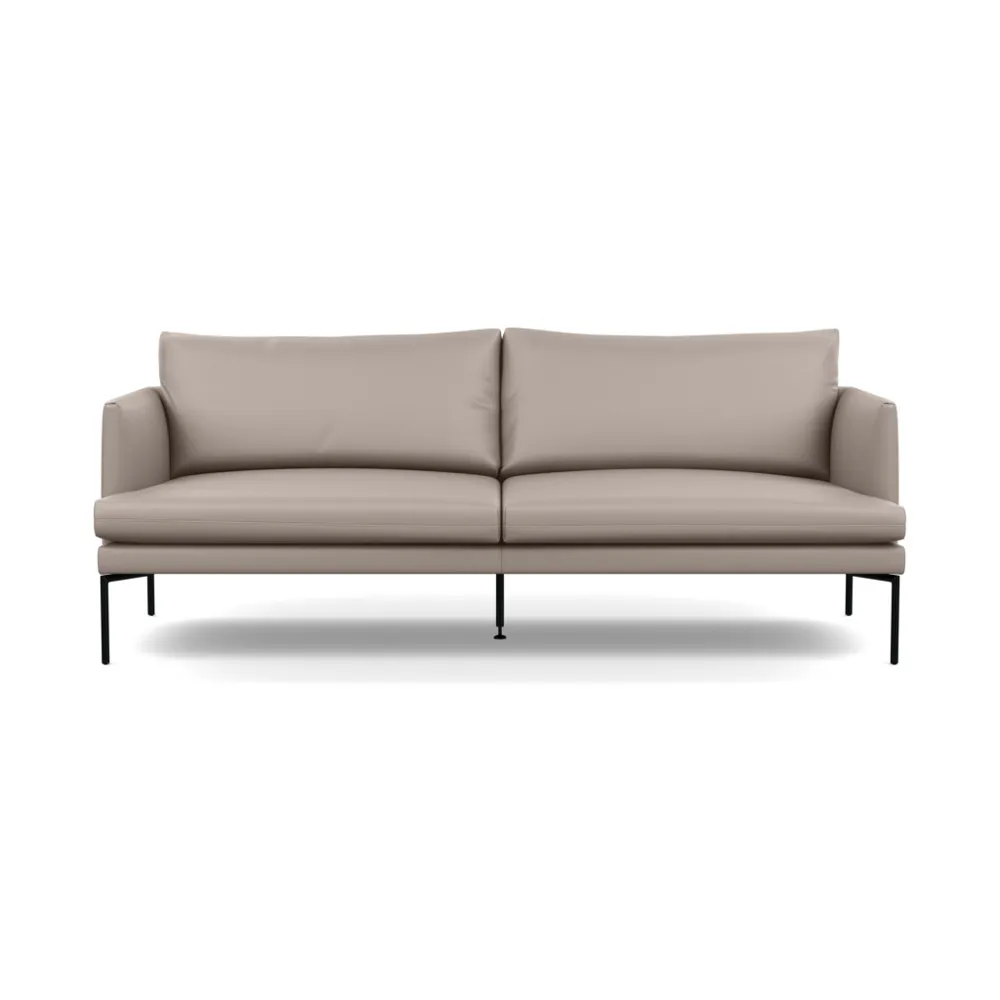 Heal's Matera 3 Seater Sofa Leather Grain Light Grey 060 Black Feet 1