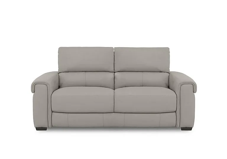 Nixon Leather 3 Seater Sofa - Silver Grey