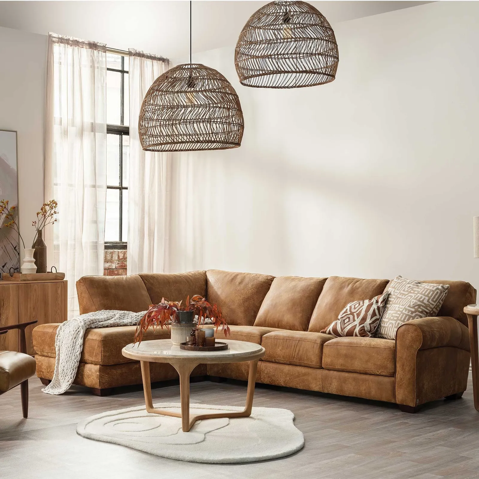 Houston Large Corner Lhf Chaise Corner Sofa, Brown Leather | Barker & Stonehouse 2