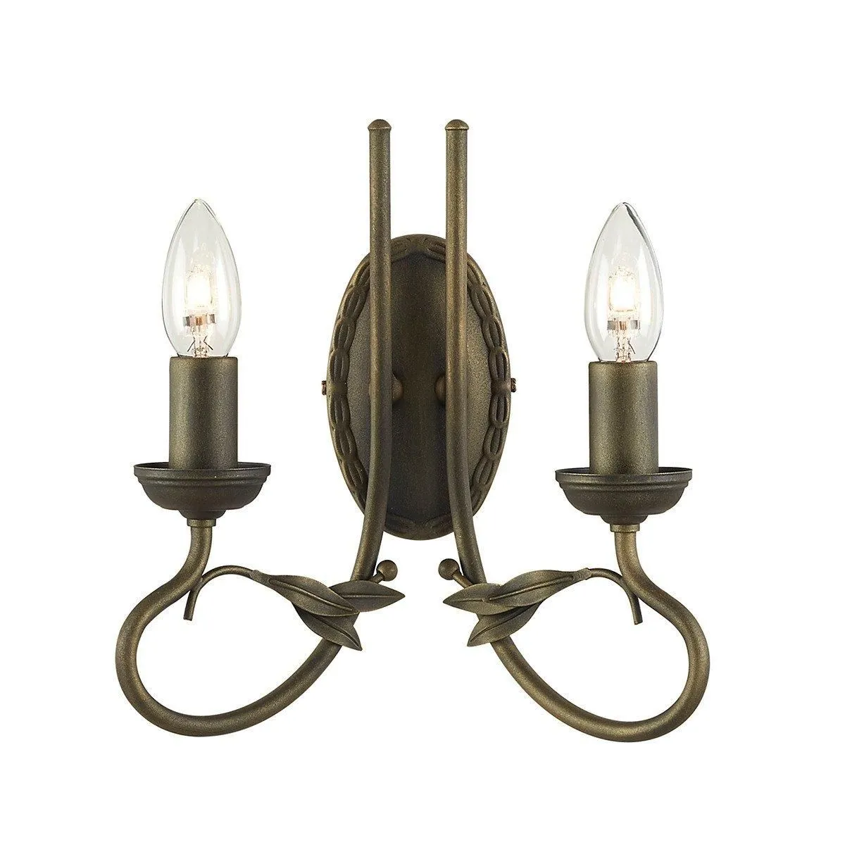 Netlighting Olivia 2 Light Indoor Candle Wall Light Black Gold E14