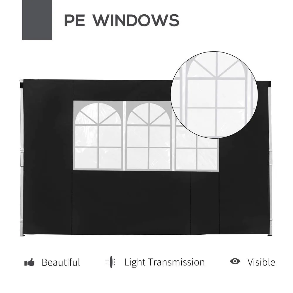 OUTSUNNY Gazebo Replacement Exchangeable Side Wall Panels w/ Window in Black 5