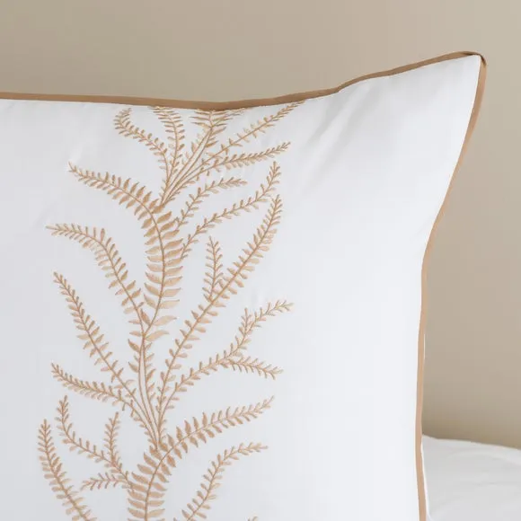 Embroidered Leaf Trail Microfibre Duvet Cover & Pillowcase Set 4