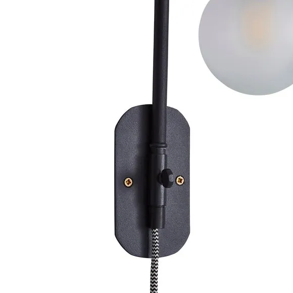 Bradford Matt Black Plug in Wall Light 5