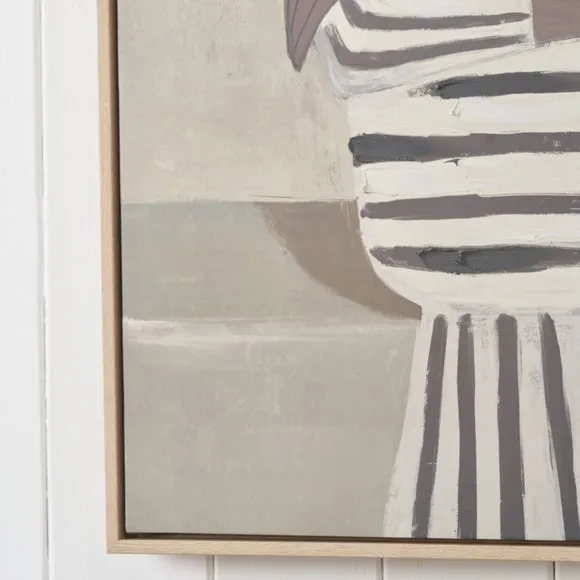 Lady In Striped Dress Framed Canvas 4