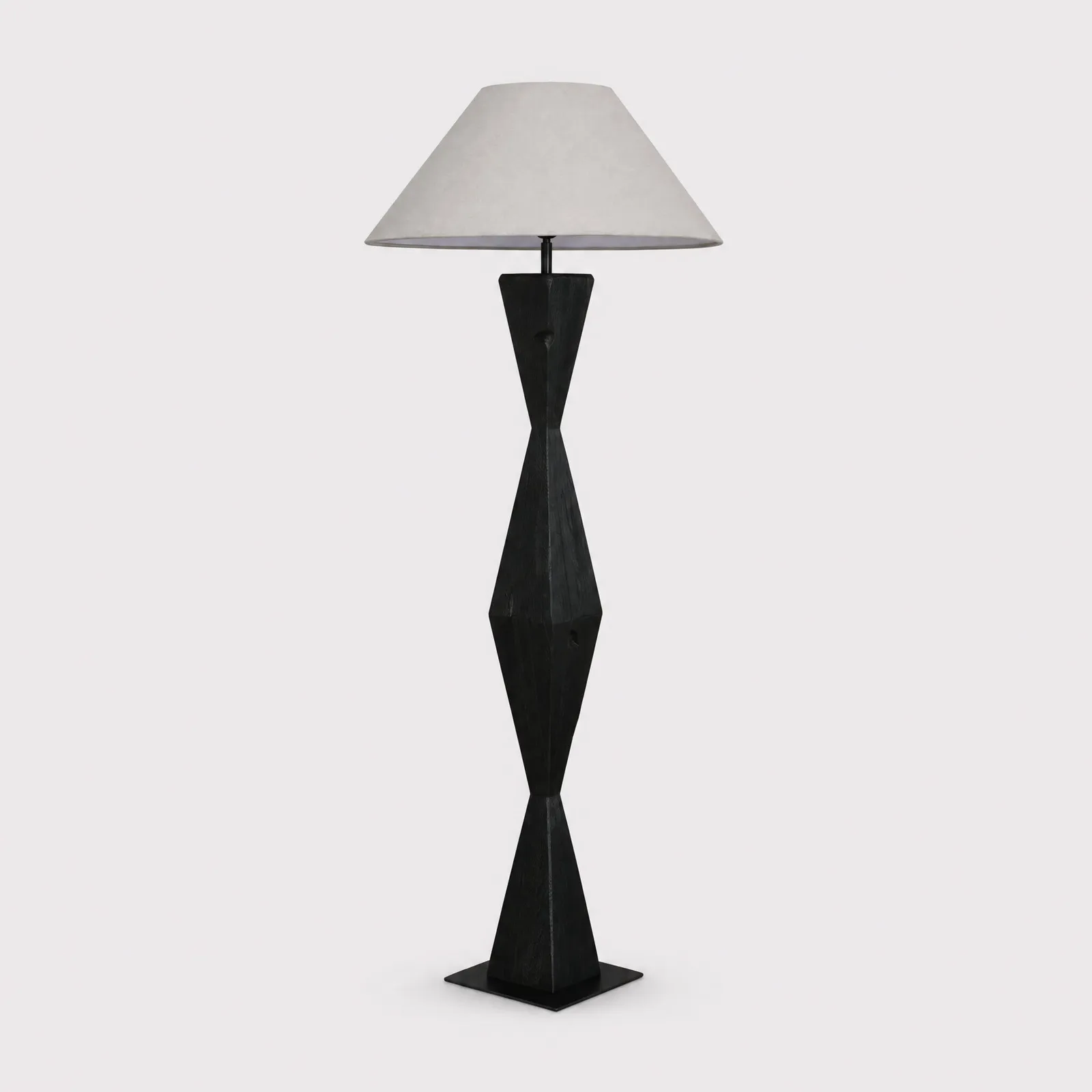 Blk Column Floor Lamp With White Shade 60X60X157Cm Oak | Barker & Stonehouse