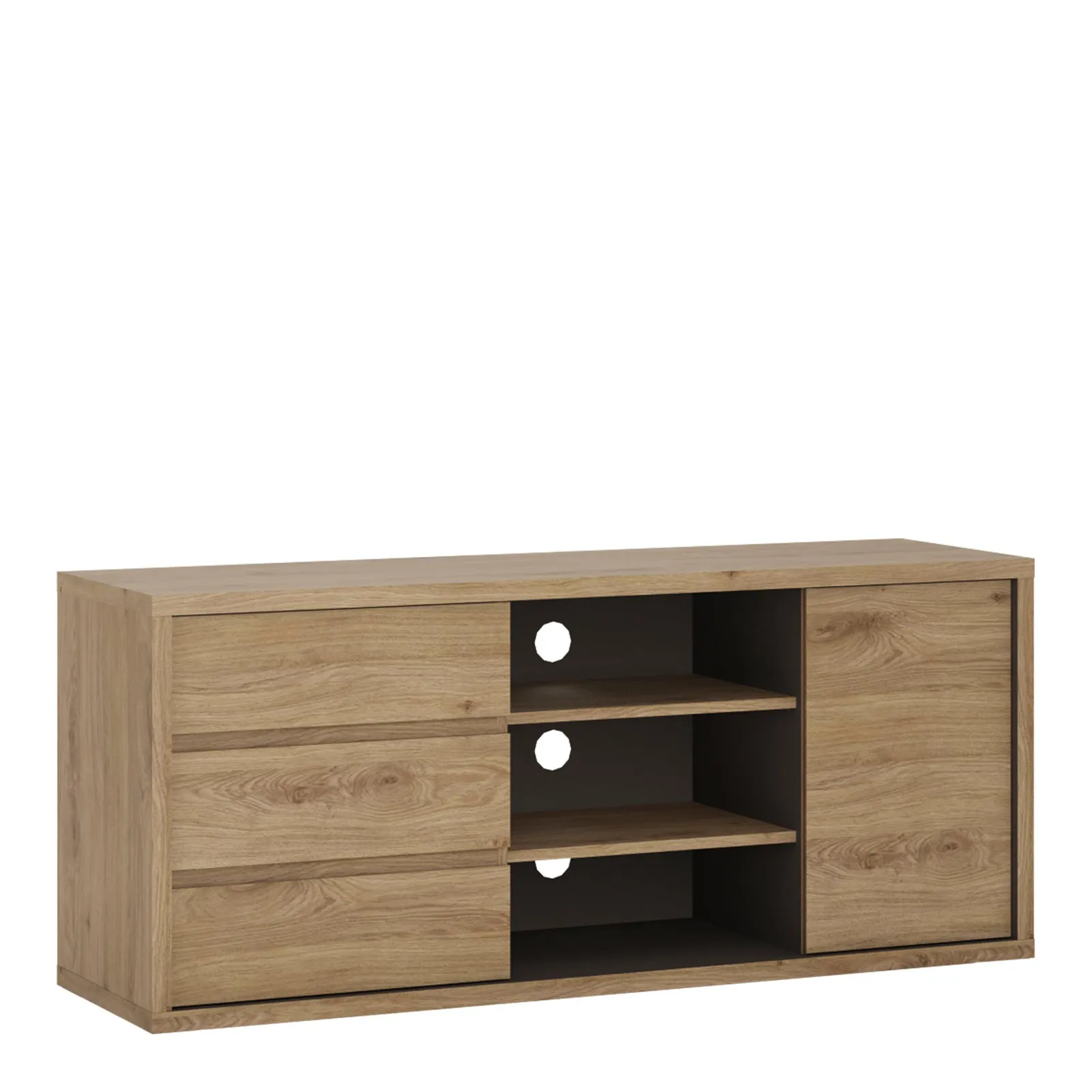 Furniture To Go Shetland 1 Door 3 Drawer TV Cabinet in Brown