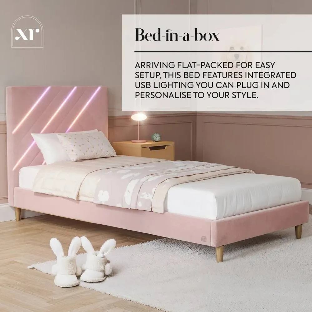 X Rocker Lily Single Bed Frame with App Controlled LED Lights in Pink 6