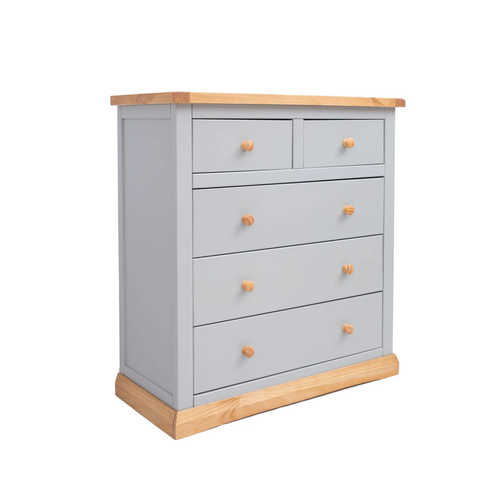 Cabinet Bits Bomporto 5 Drawer Chest of Drawers Wood Knob in Light Grey 2