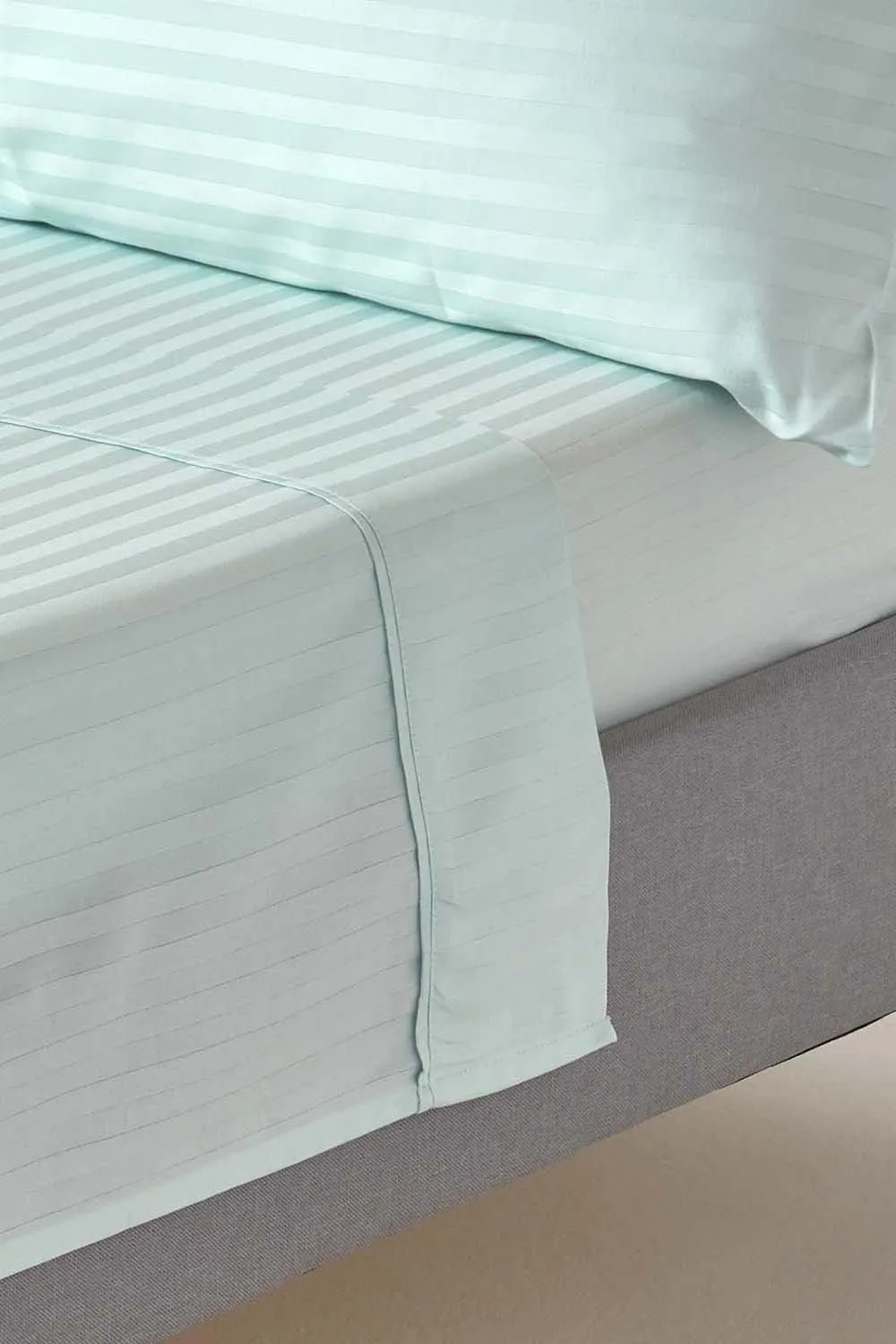 Homescapes Egyptian Cotton Satin Stripe Flat Sheet 330 Thread Count in Blue 1