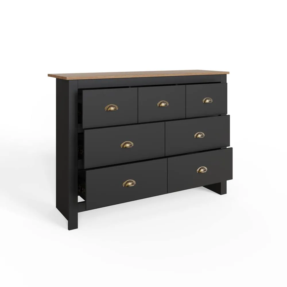 GFW Lancaster 7 Drawer Chest in Black 4