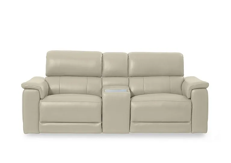 Genius Leather 2 Seater Power Recliner Media Sofa with Power Headrest, Power Lumbar and Heated Seats