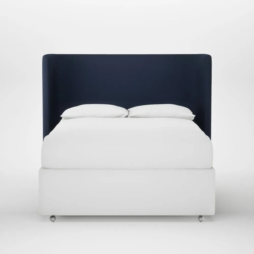 Heal's Monroe Headboard Double Smart Cotton Linen Indigo 1
