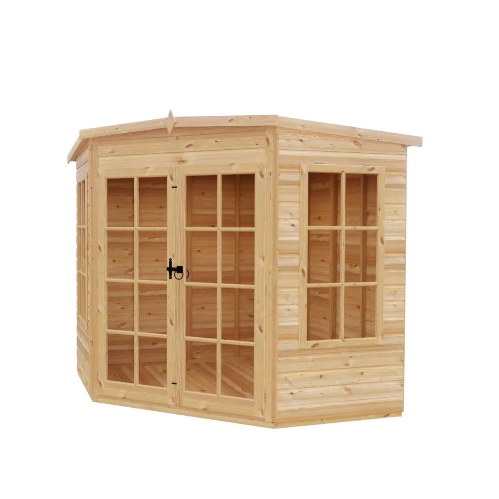 Shires Hampton Shiplap Summerhouse Garden Sun Room Approx 7 x 7 Feet in Brown 2