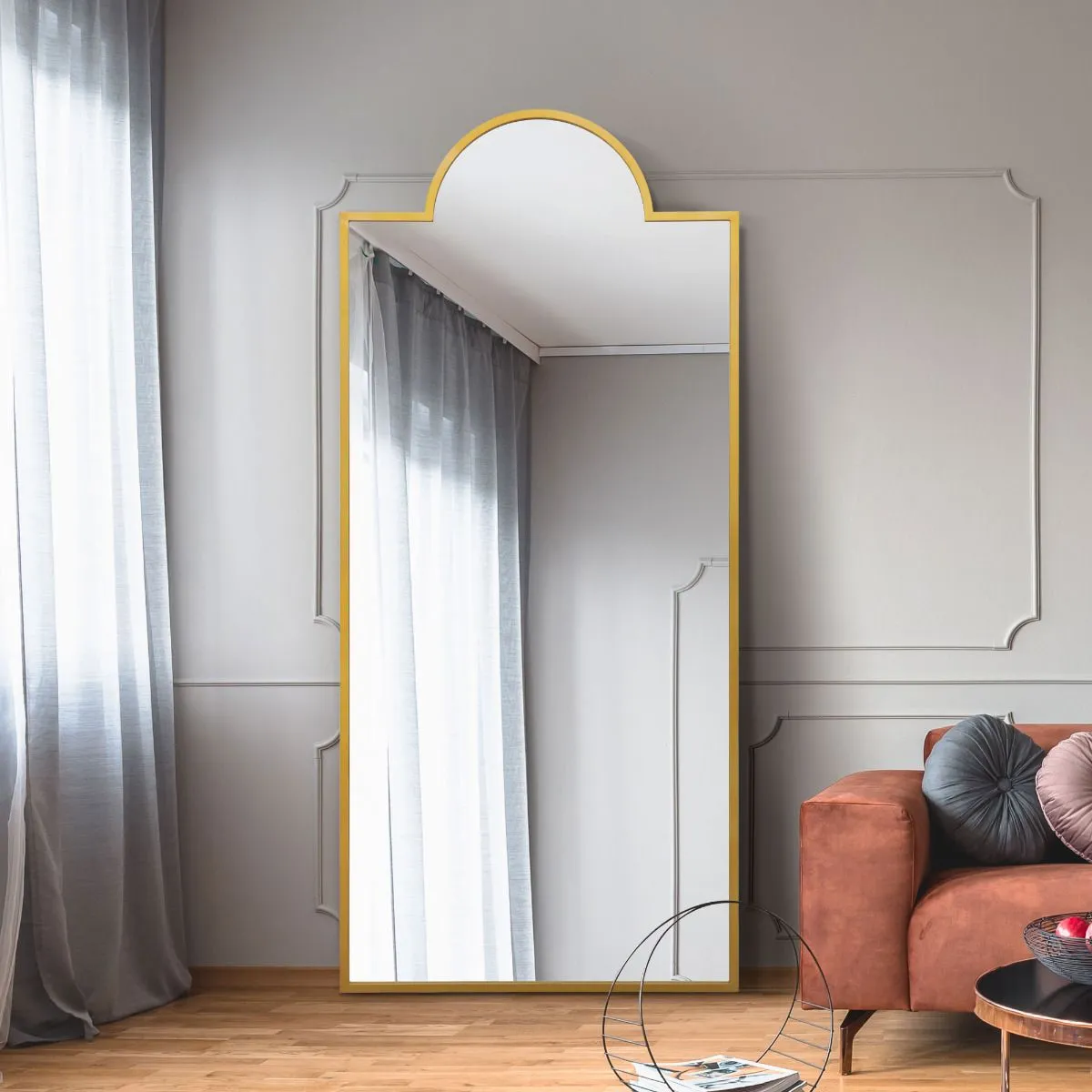 MirrorOutlet Gold Modern Wall & Leaner Mirror 75" X 33" (190 x 85CM) 6