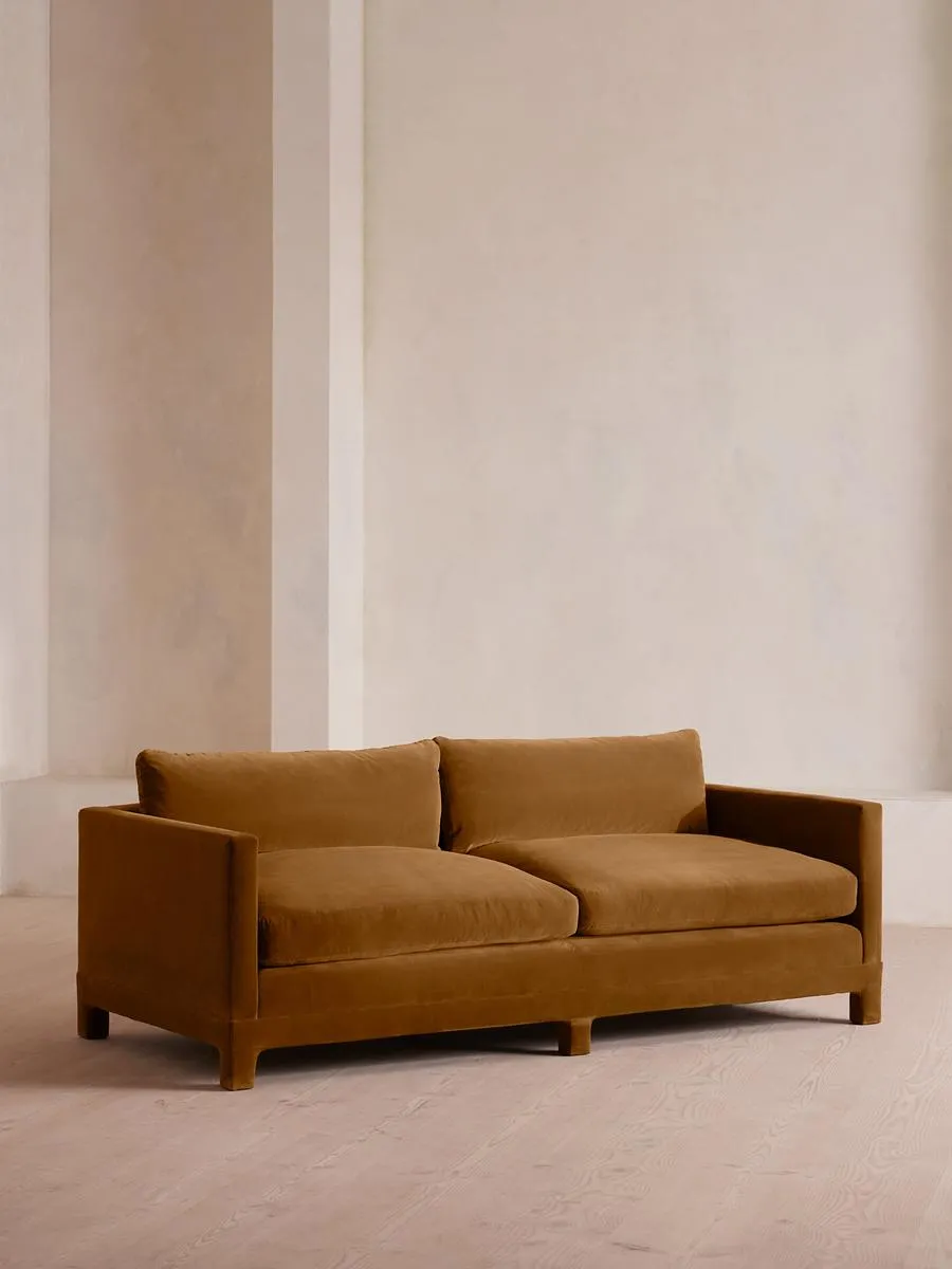 Ashford Three Seater Sofa, Velvet, Mustard