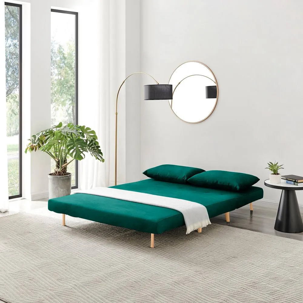 FurnitureboxUK Bobby Velvet Folding Sofa Bed in Green 4