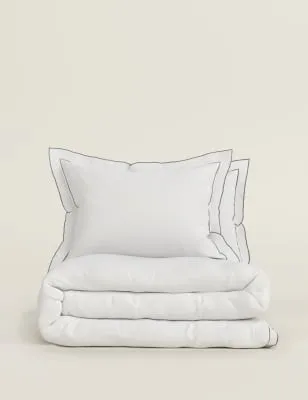 M&S Cotton Blend Embroidered Bedding Set