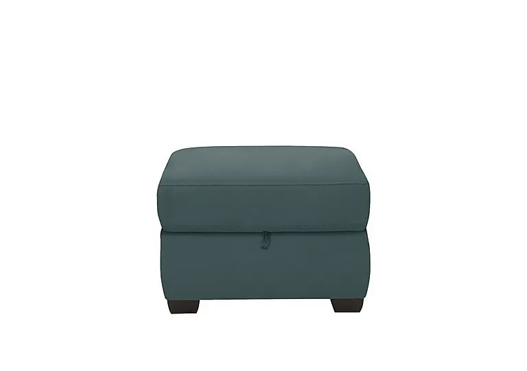 Optimus Leather Storage Footstool - BV Lake Green