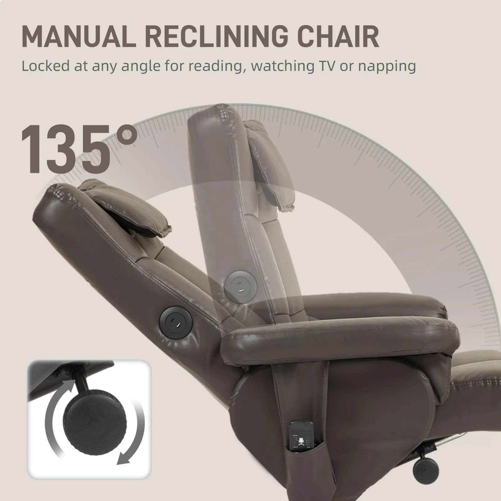 HOMCOM Massage Recliner Chair with Footstool & Hidden Storage in Dark Brown 5