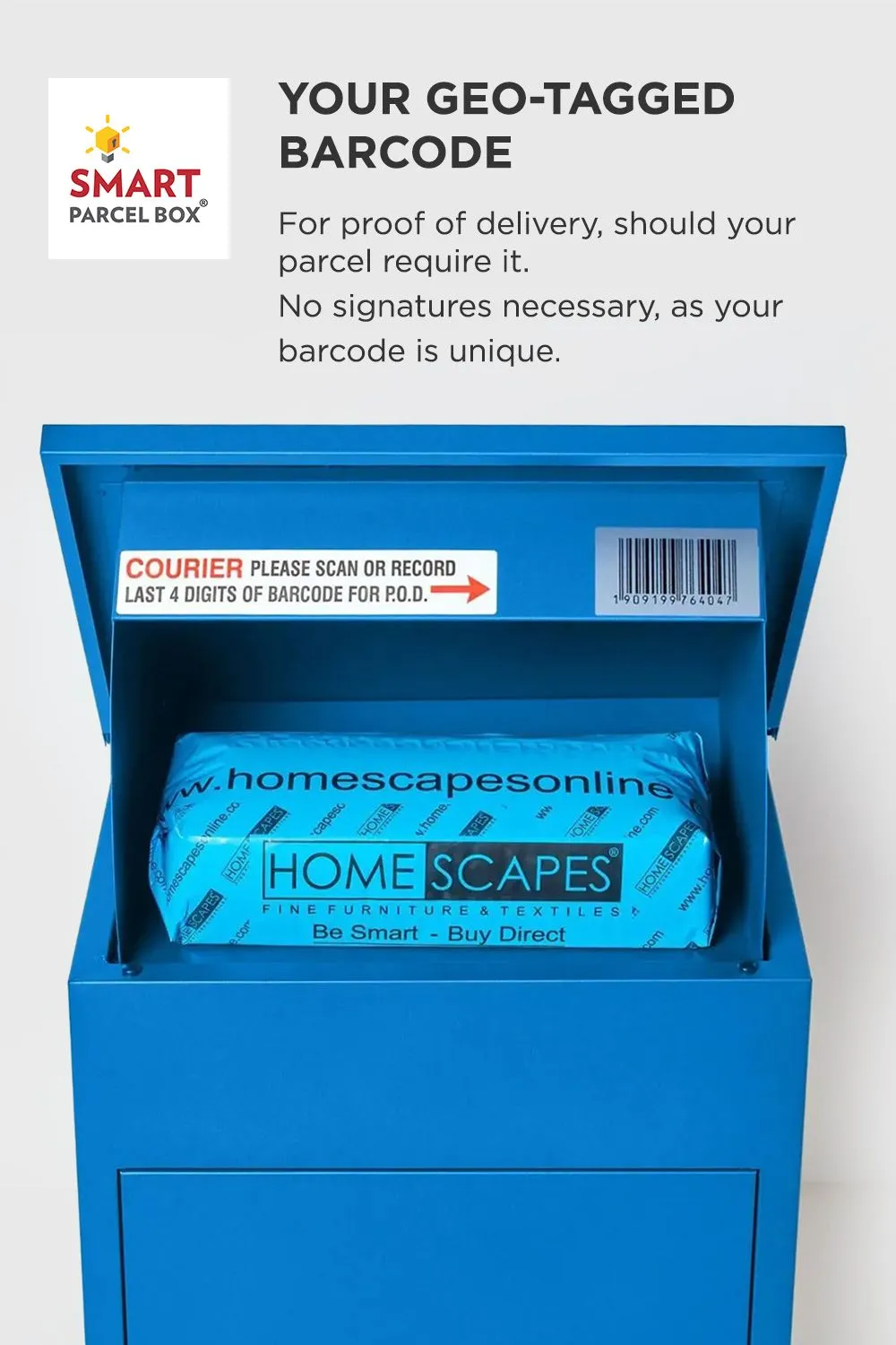Homescapes Smart Parcel Box® Medium Front Access Secure Delivery Box in Blue 6