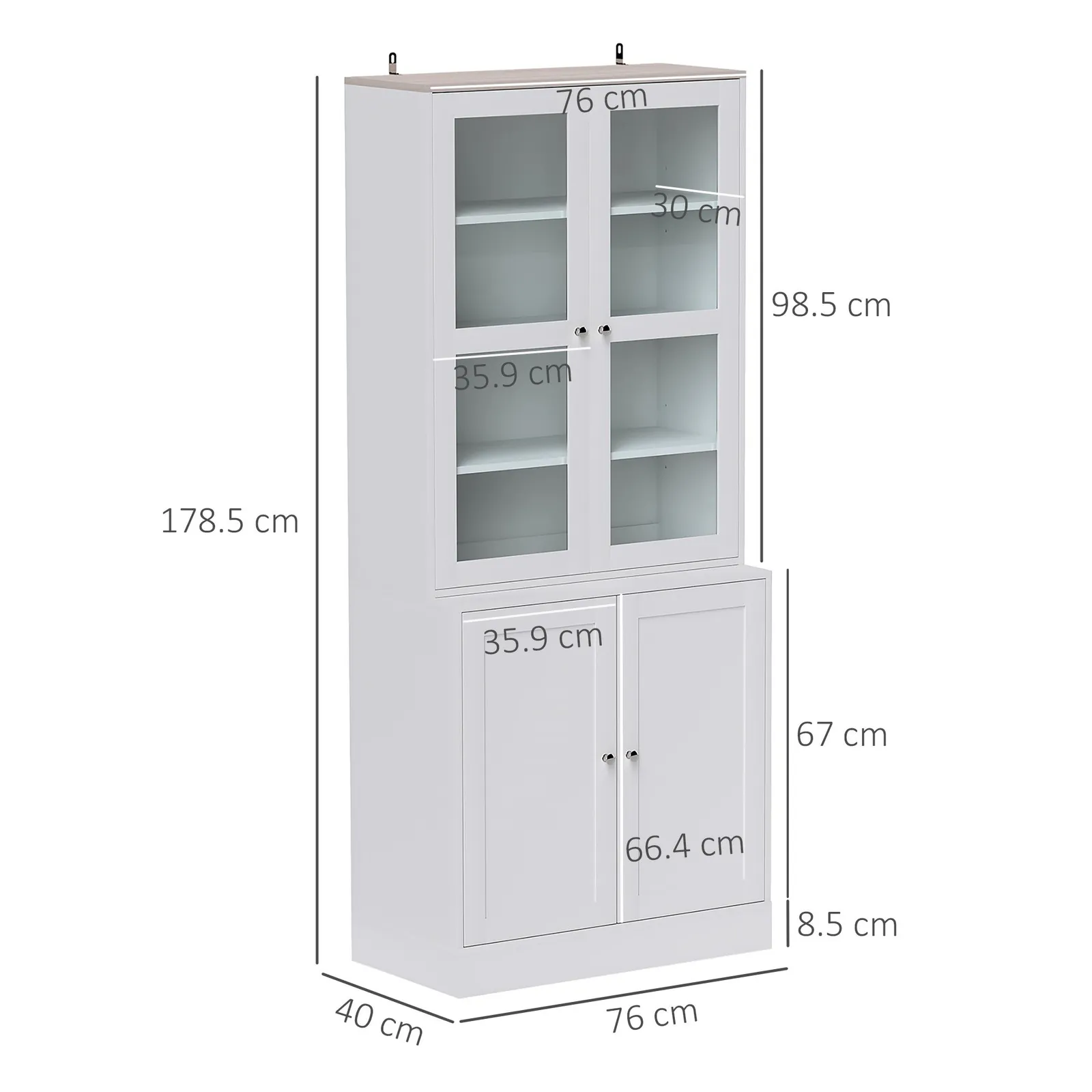 HOMCOM Modern Bookcase, Display Storage Cabinet with Adjustable Shelves in White 3