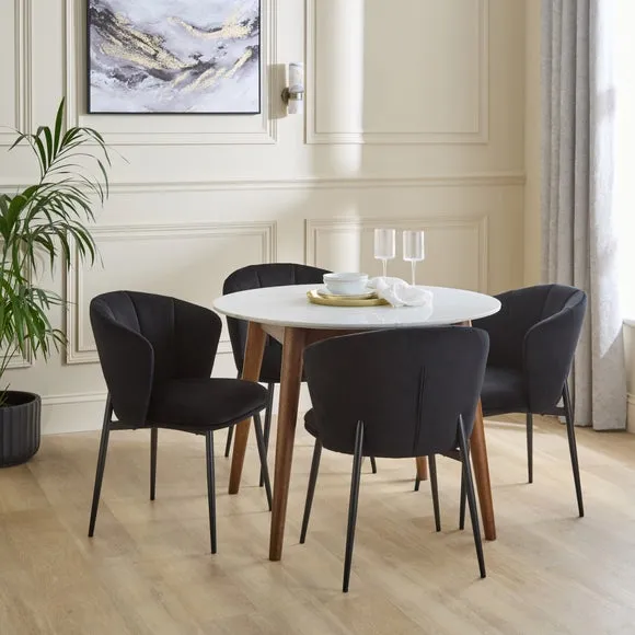 Kiley Dining Chair with Black Legs, Velvet 2