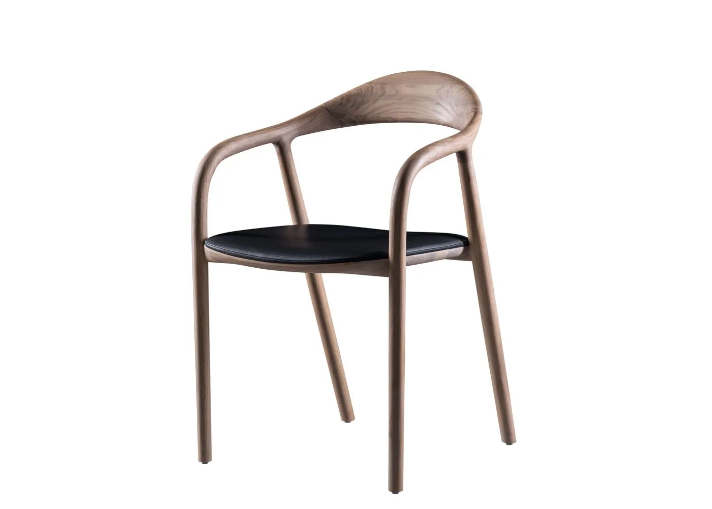 Artisan Neva Dining Chair in Walnut and Zenith Leather 9024 Black 1