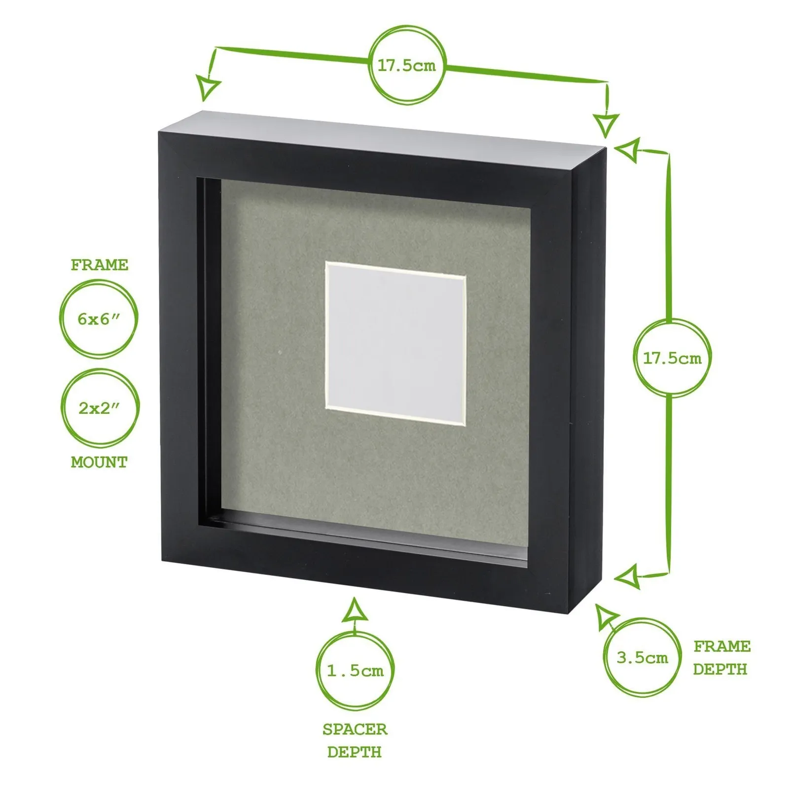 Nicola Spring 6" x 6" White 3D Box Photo Frame - 2" x 2" Mount 4