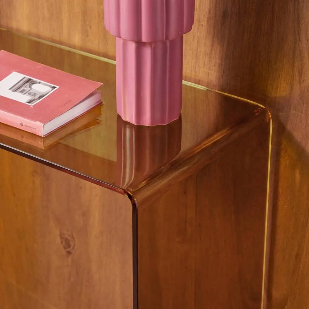 sweeek Rectangular tempered glass console in Amber 6