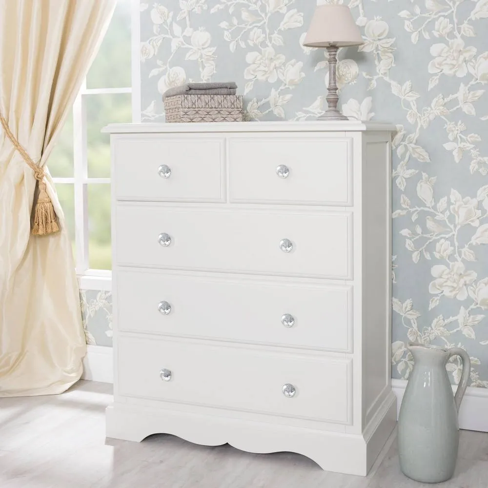 Statement Furniture Romance 2 Over 3 Chest of Drawers with Crystal Handles in Light Grey 2