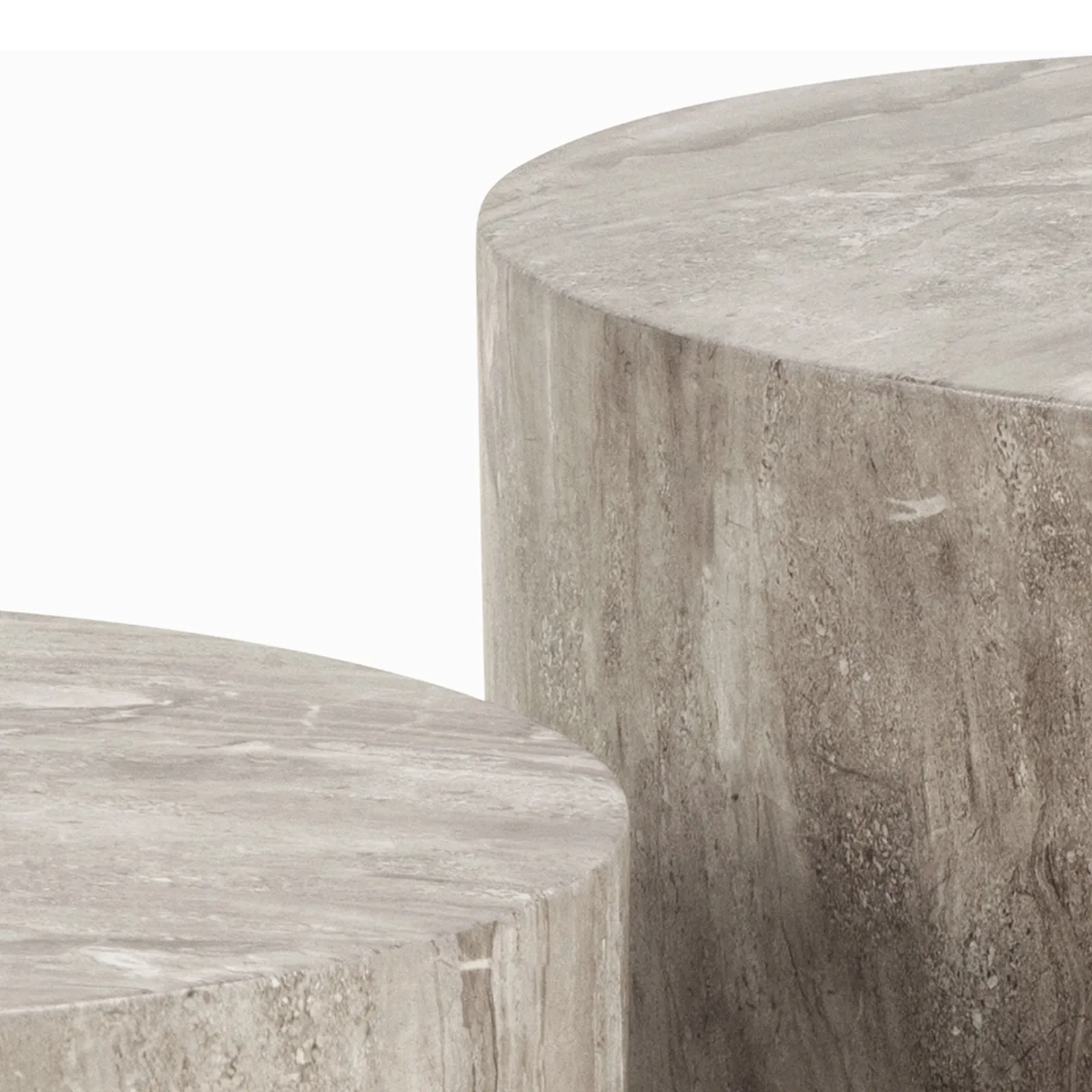Furniture To Go Dice Round Coffee Table Set in Grey Marble 6