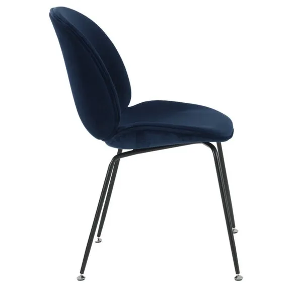 Fusion Living Luxurious Velvet Dining Chair with Black Metal Legs 4