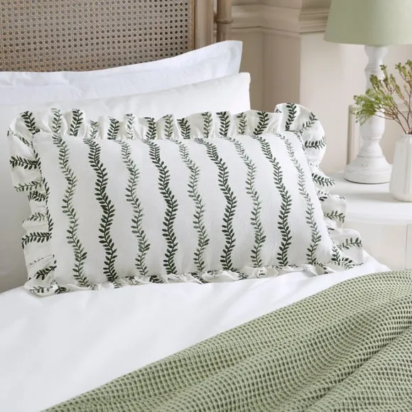 Trailing Leaves Frilled Rectangle Cushion Cover 5