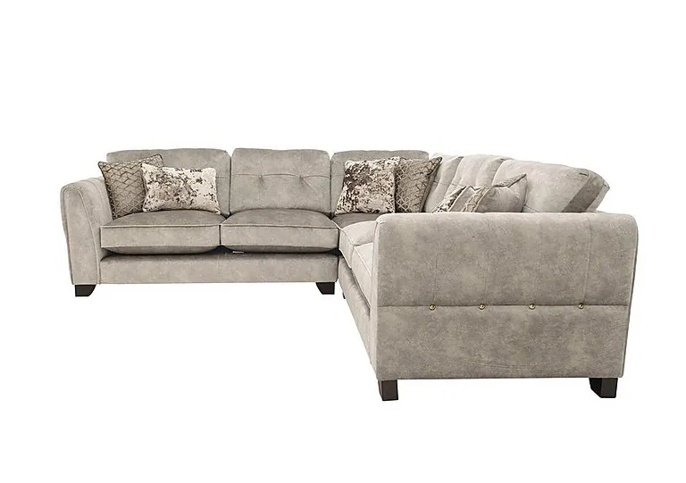 Mariah Large Fabric Classic Back Corner Sofa with Brass Insert - Dapple Cream with Brass Insert