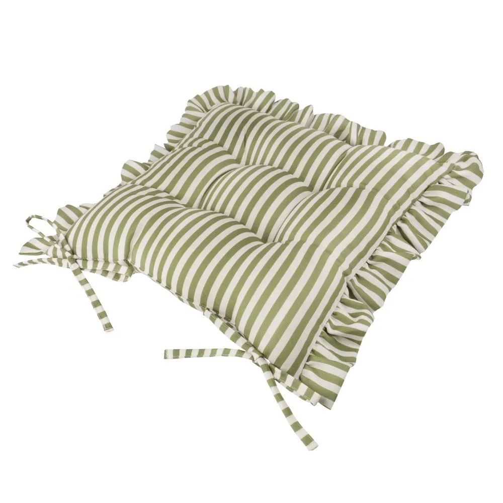 Wylder Millie Ruffle 2 Pack Indoor/Outdoor Seat Pads in Green 4