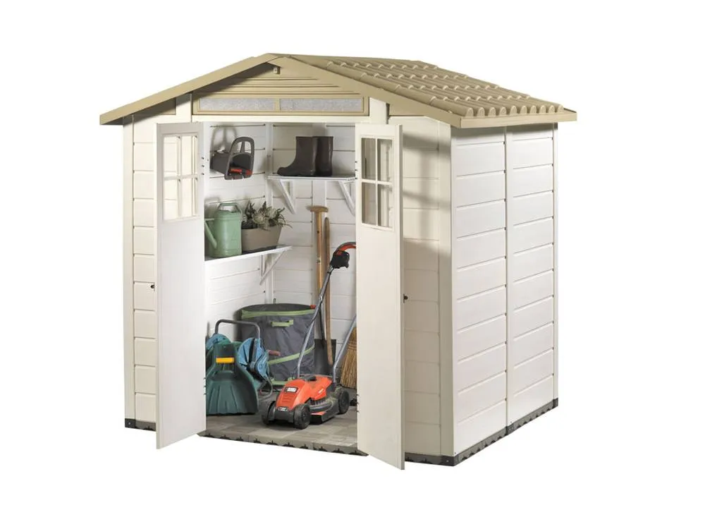 Shires Tuscany Evo 6'6"x5'4" 200 Apex Plastic Shed Double Door with 2 Windows in White 2